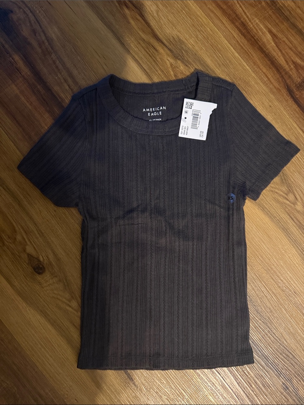 American Eagle Outfitters Black Ribbed Short Sleeve Top